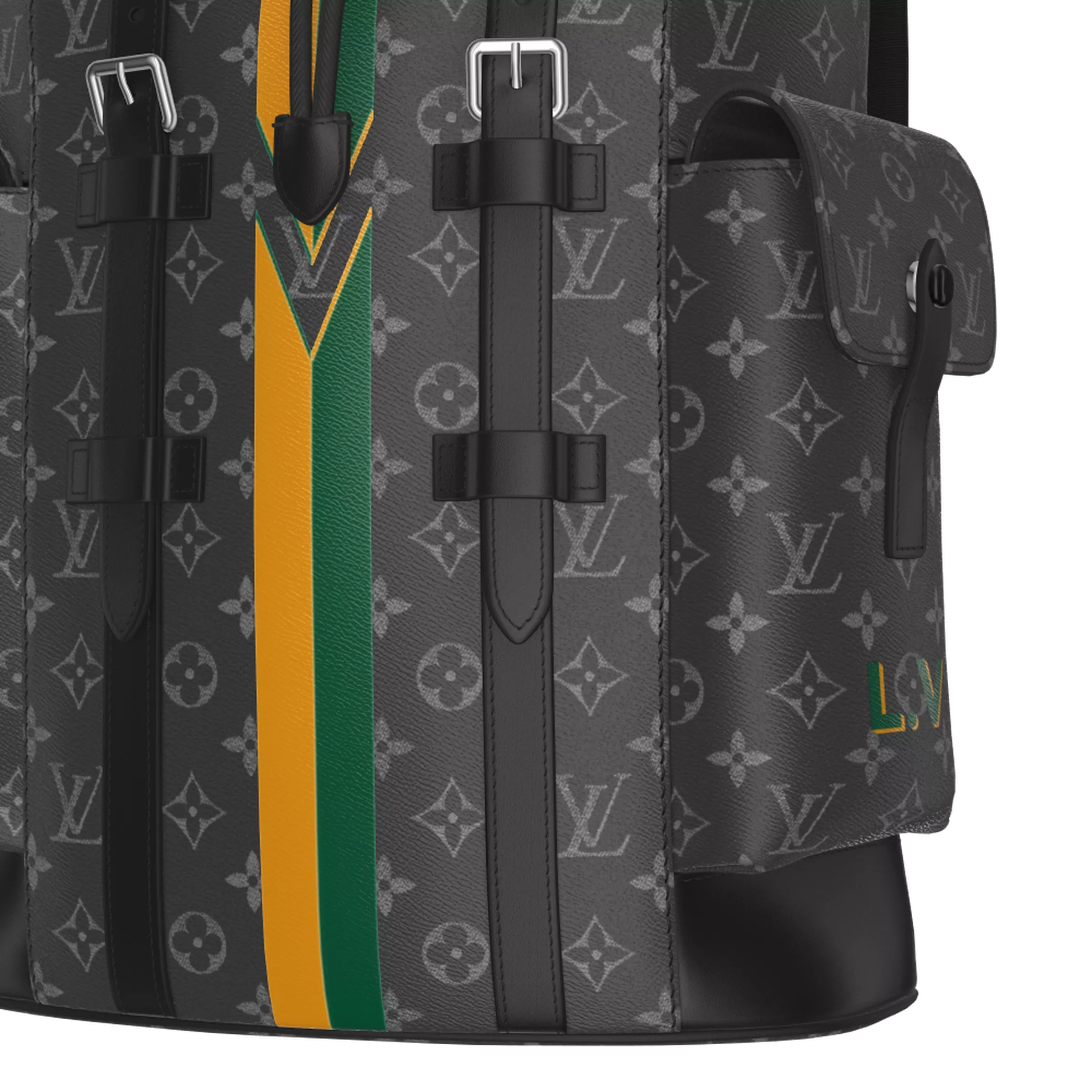 Zaino Louis Vuitton Monogram Striped Edition, verde/giallo