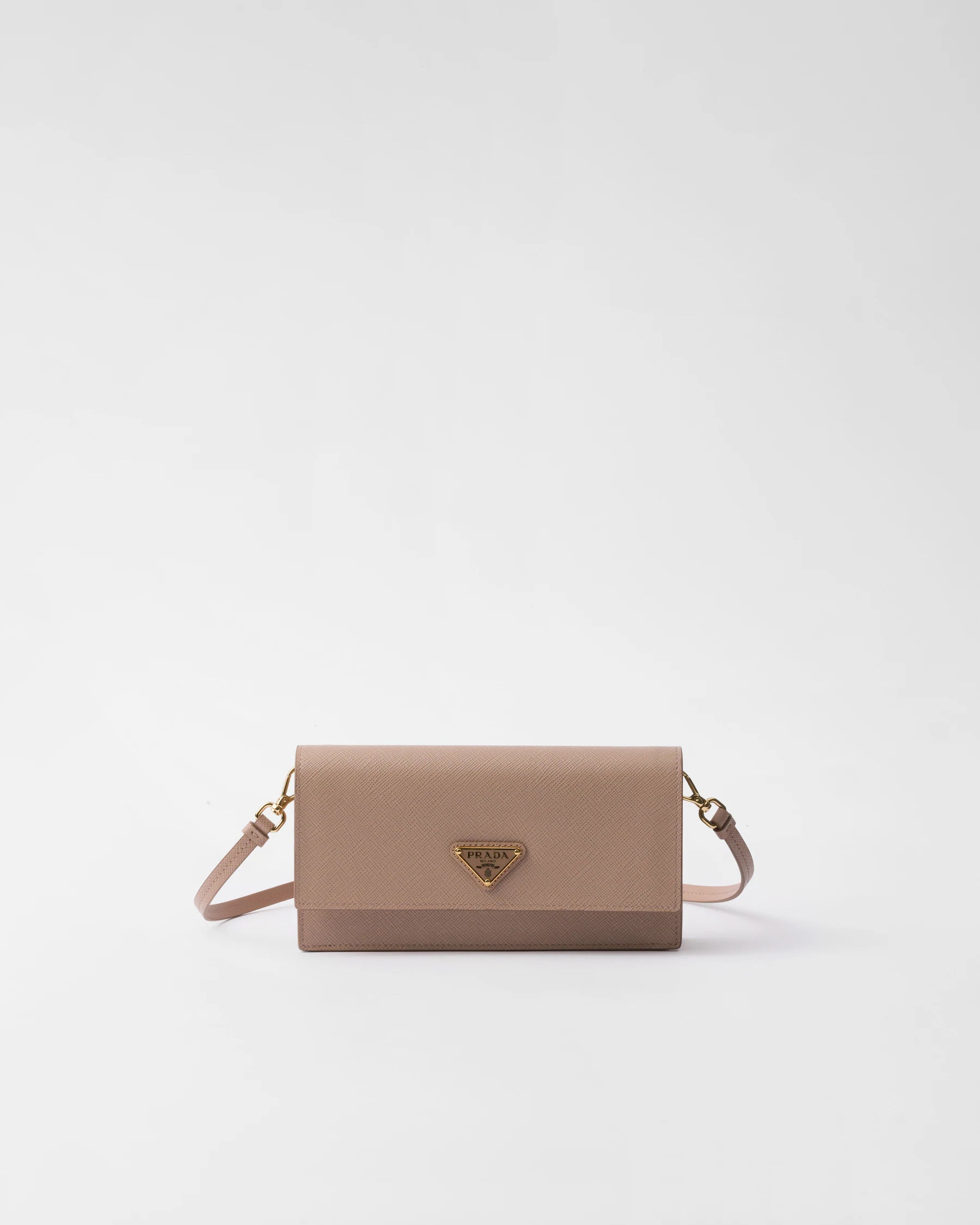 Borsa Prada Milano|Crossbody Bag in Pelle Saffiano Taupe Con Catena