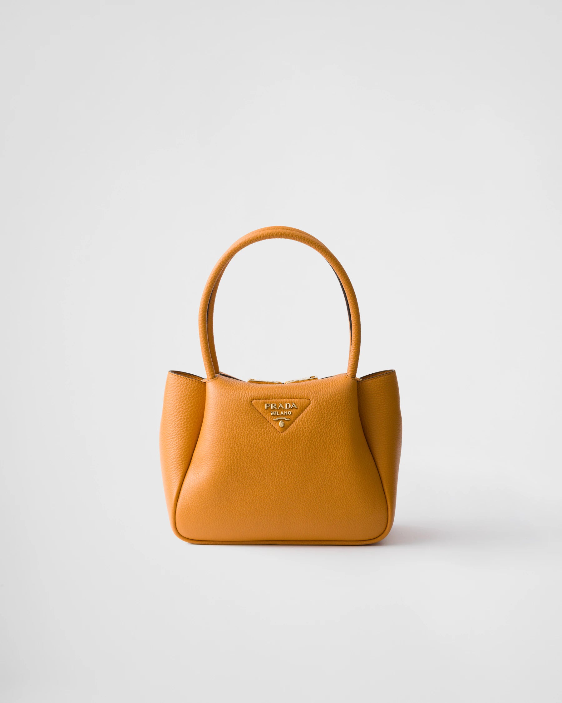 Borsa PRADA Milano Mini Arancione - Pelle Saffiano | Iconico Triangolo Logo Dorato
