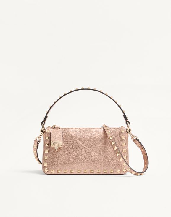 Borsa a Spalla Piccola Valentino Garavani Rockstud | Mini Bag in Pelle di Vitello Martellata Lamé
