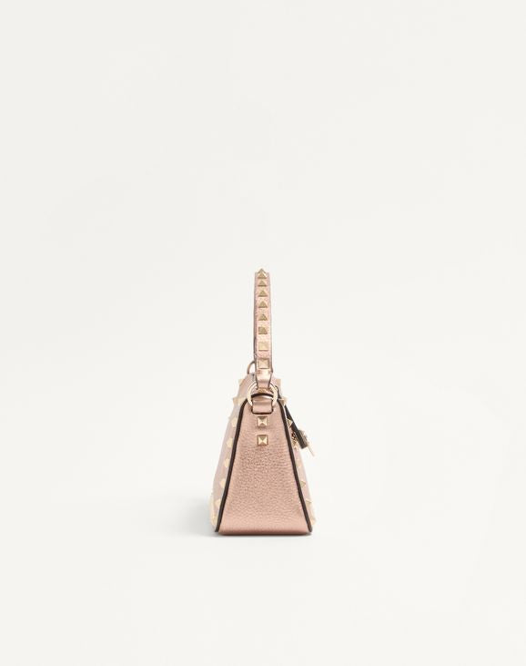 Borsa a Spalla Piccola Valentino Garavani Rockstud | Mini Bag in Pelle di Vitello Martellata Lamé