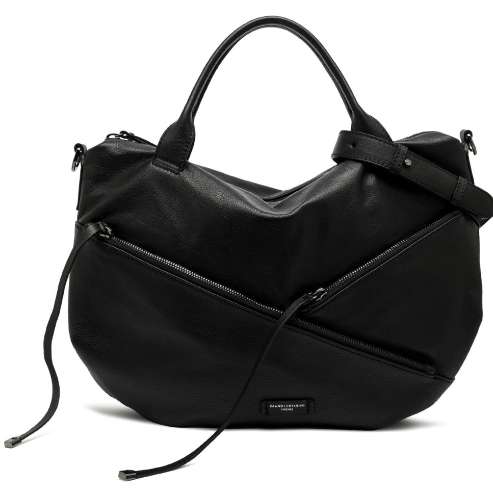 Borsa GIANNI CHIARINI Firenze Nera - Design Hobo Morbido | Pelle Premium con Dettagli Zip