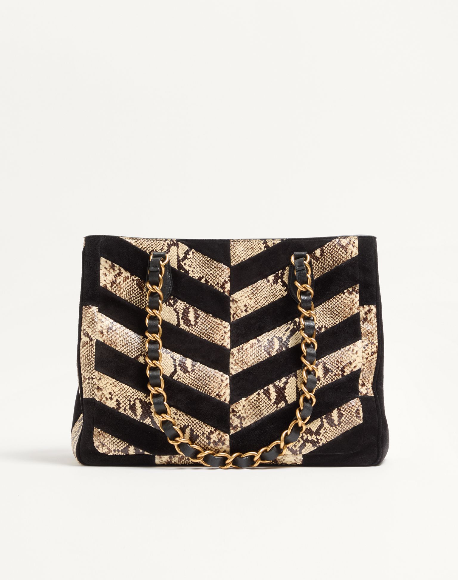 Borsa tote Valentino Garavani Laseine in pelle nappa con motivo a zig zag | Taglia grande