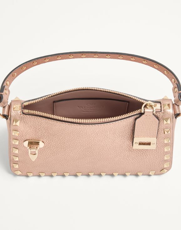Borsa a Spalla Piccola Valentino Garavani Rockstud | Mini Bag in Pelle di Vitello Martellata Lamé