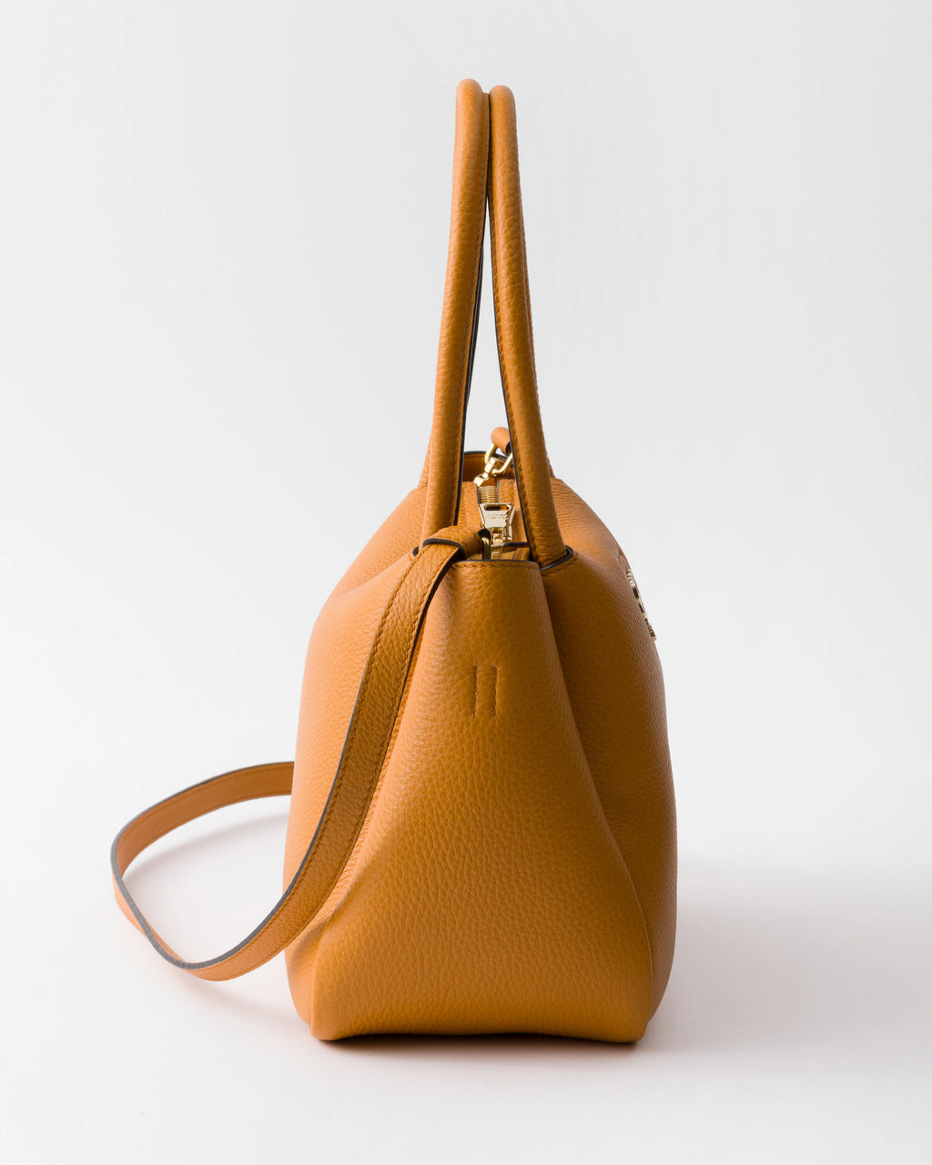 Borsa PRADA Milano Mini Arancione - Pelle Saffiano | Iconico Triangolo Logo Dorato