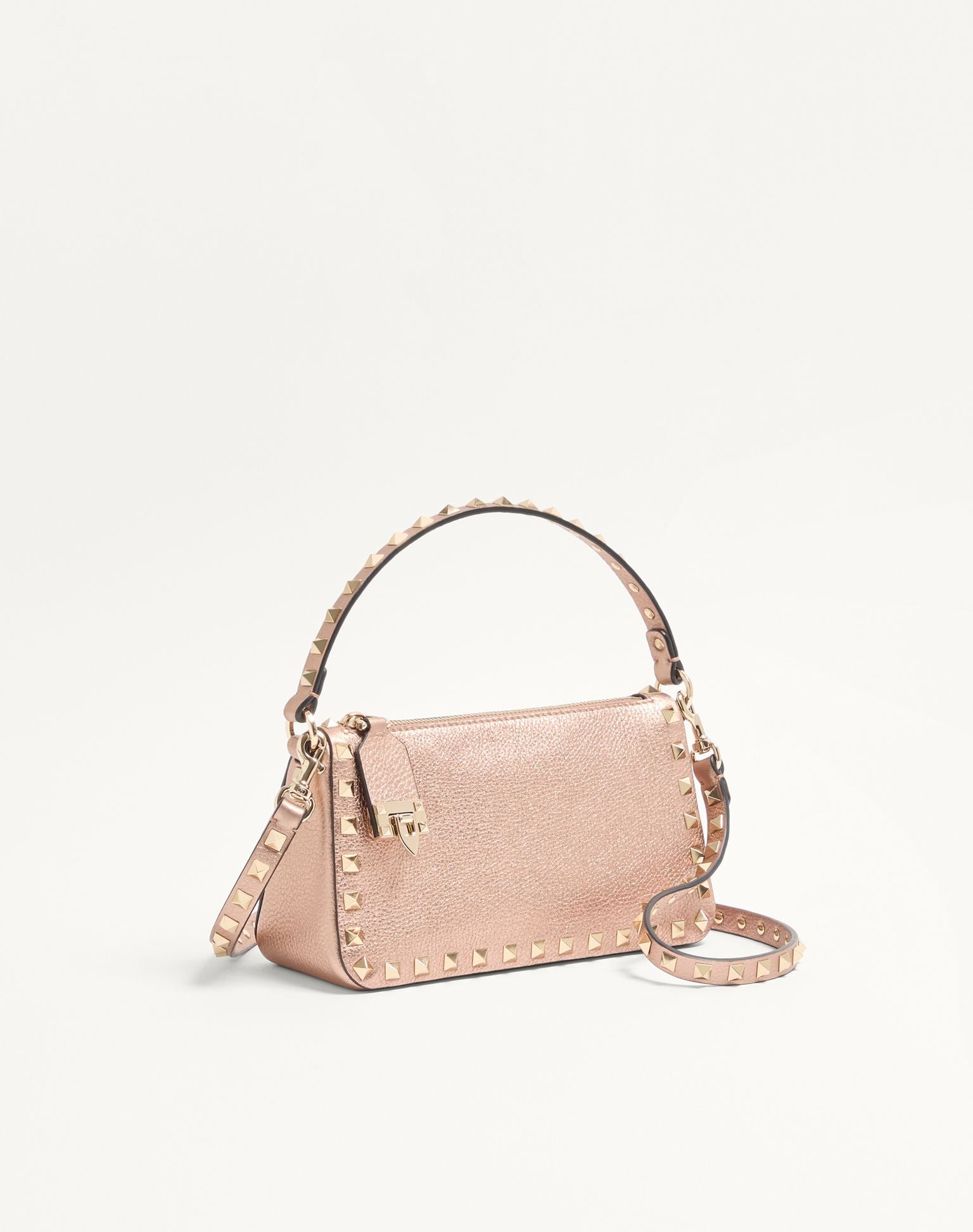 Borsa a Spalla Piccola Valentino Garavani Rockstud | Mini Bag in Pelle di Vitello Martellata Lamé