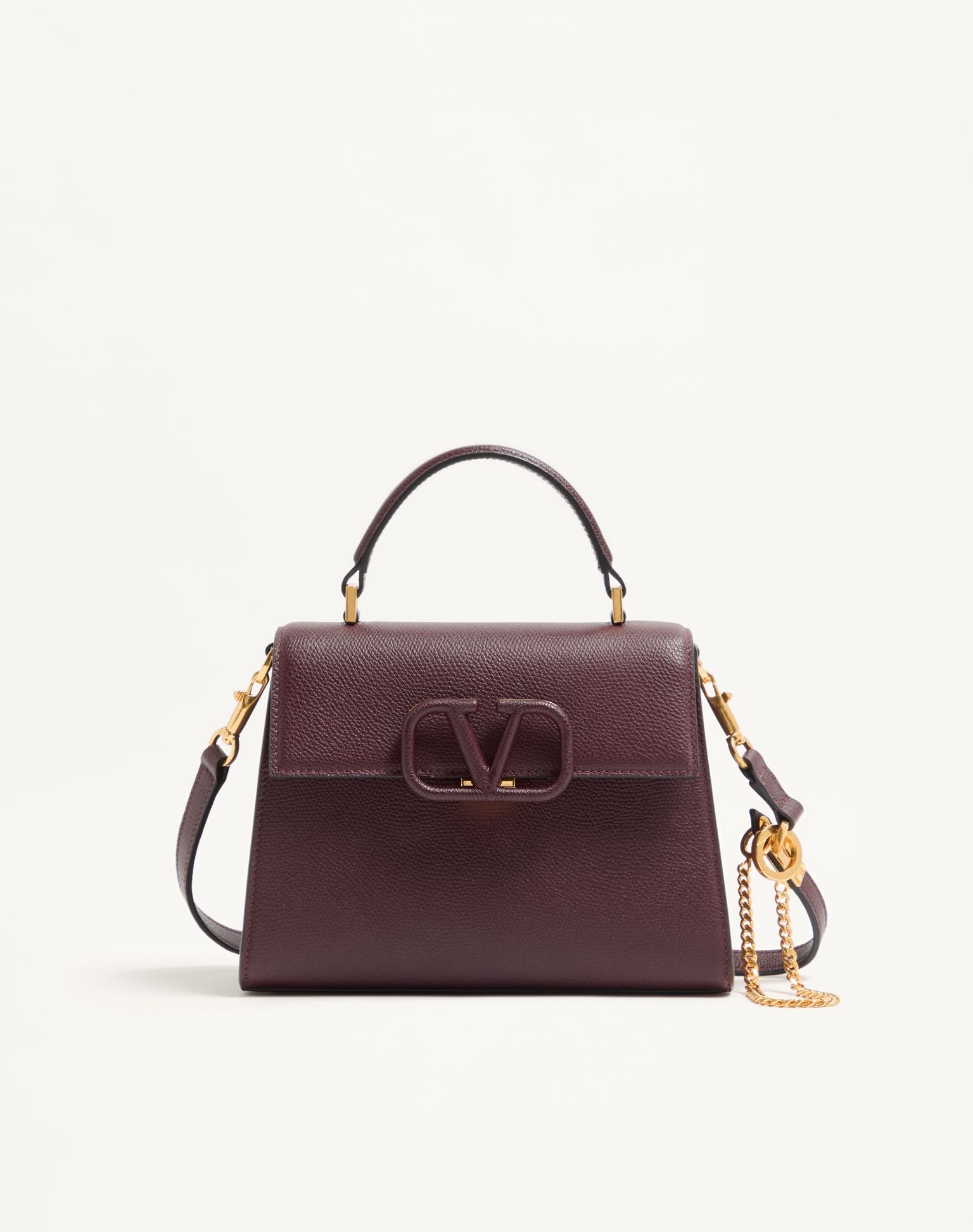 Piccola borsa a mano Vsling in pelle di vitello granata