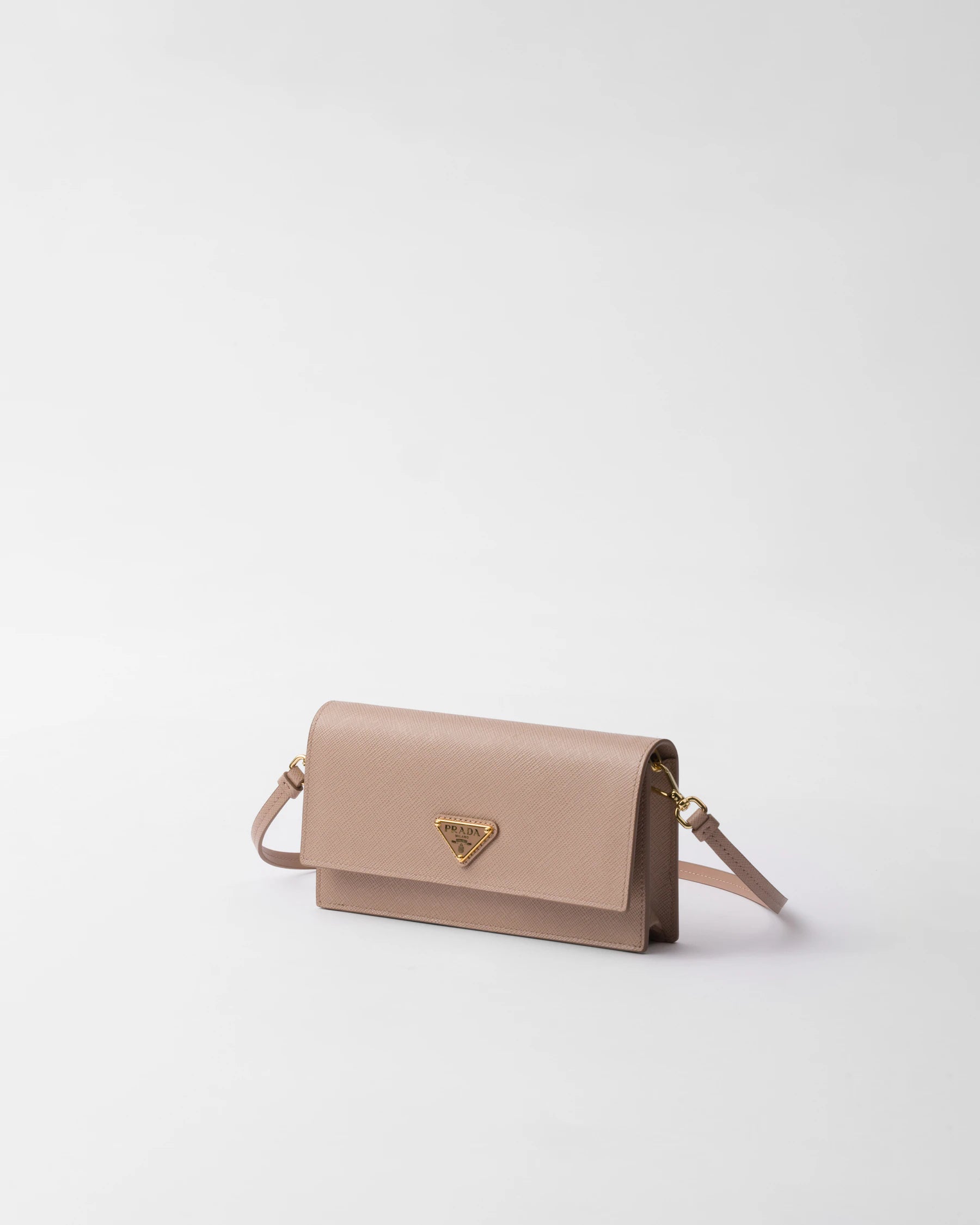 Borsa Prada Milano|Crossbody Bag in Pelle Saffiano Taupe Con Catena