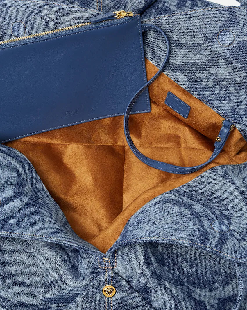 Borsa Grand Shopping Barocco Protea in Denim